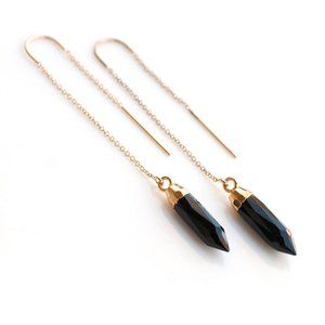 Black Onyx Threader Earrings